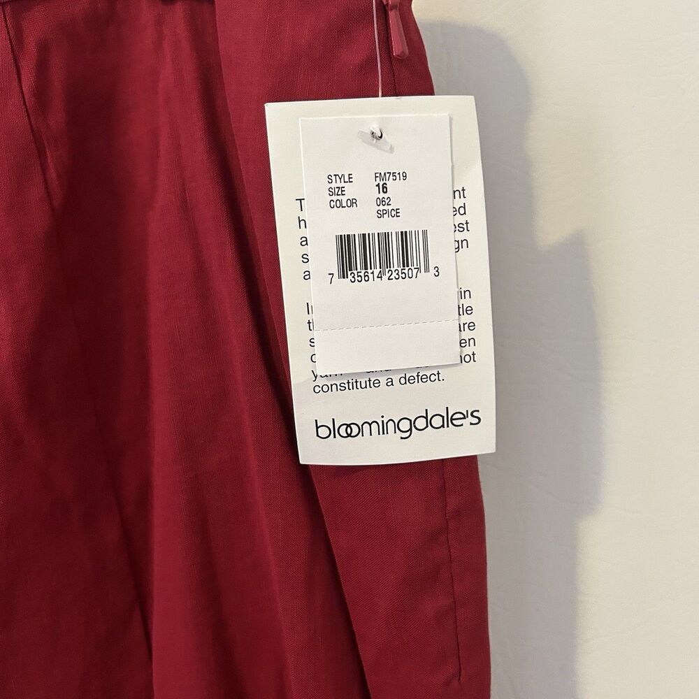 SUTTON STUDIO MAXI Skirt Size 16 Red Linen Rayon Mermaid Pleats NWT Classic - Picture 5 of 10
